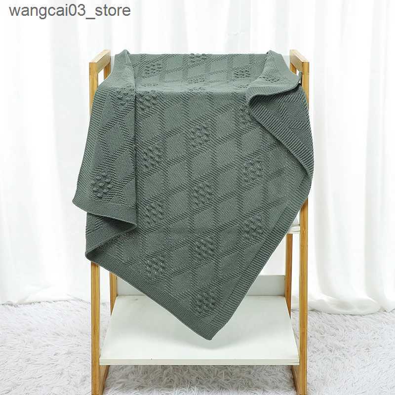 Blankets Swaddling Newborn Baby Blankets Knit Sleepsack Breathable Infant Girls Boys Bedding Solid Quilt Stroller Swaddle Soft Covers 90*70CM Plaid L2
