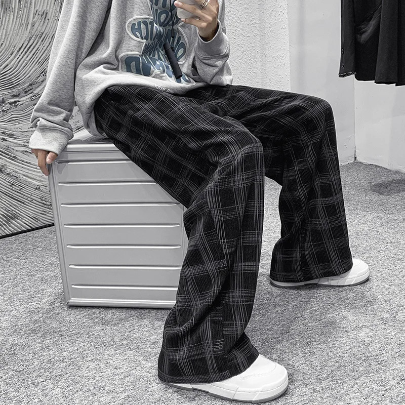 Autumn Corduroy pants mens fashion retro casual flat pants mens street clothing hip-hop loose straight Trouser mens plus size M-5XL 241011