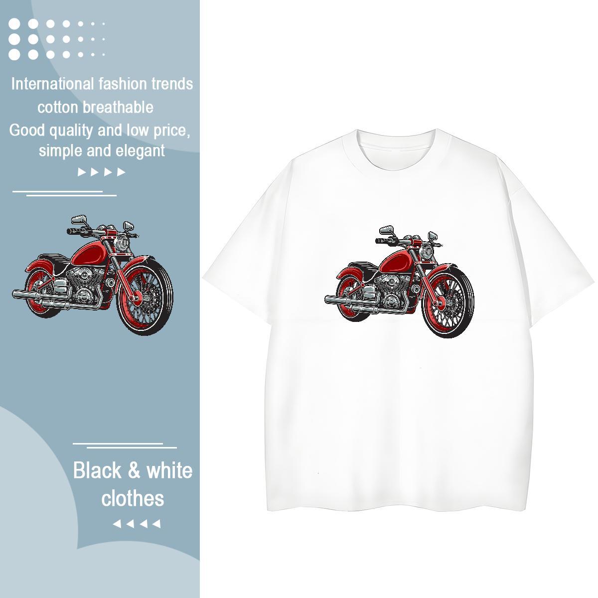 New Arrival Womens T Shirts 230g Cotton O-Neck Short Sleeve Casual Motorcycle Tshirt for Man Woman Loose Anime Tshirts