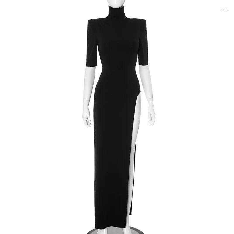 Casual Dresses Sexy Women Pullover Turtleneck Club Holiday Evening Party Night Dress Short Sleeve Elegant Maxi Summer