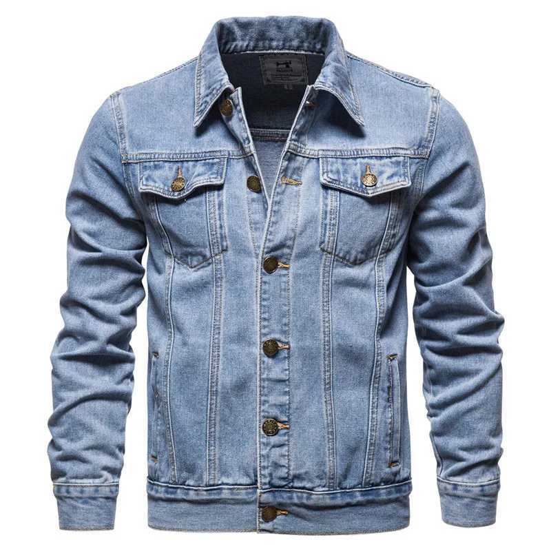 Denim jacket black fashionable mens denim jacket casual slim fit cotton jacket plus size mens clothing autumn mens jacket W241011