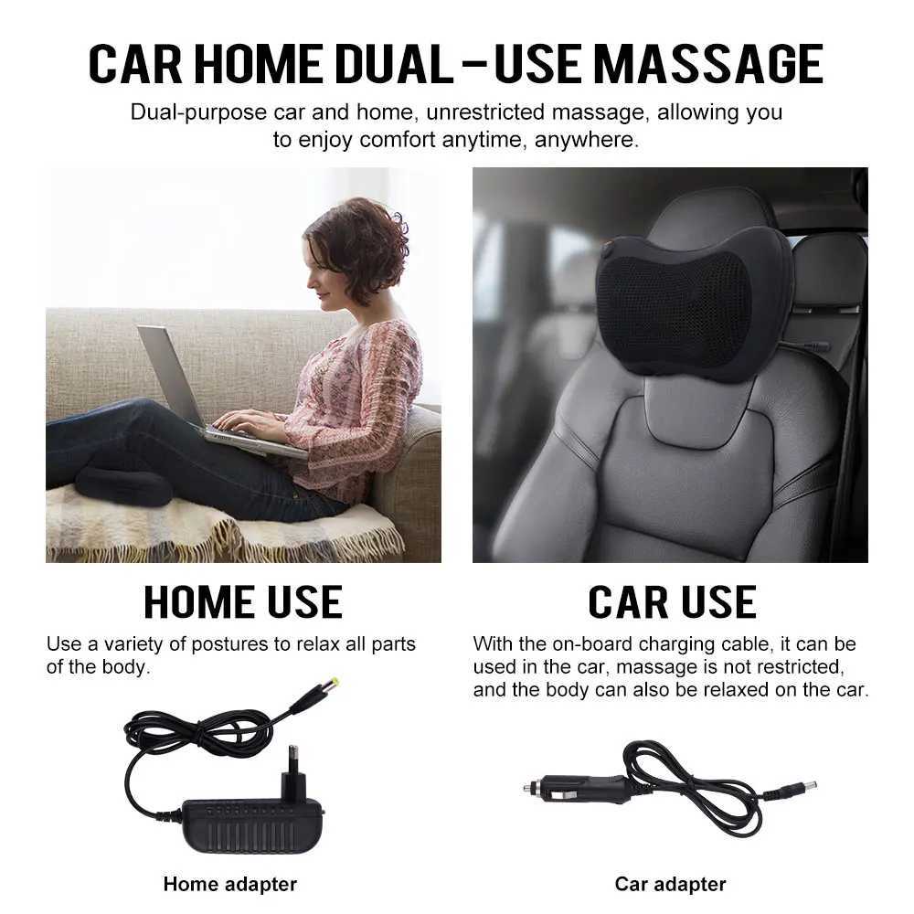 Neck massager for car and home use Cervical massage for neck back waist electric multifunctional massage pillow arm foot infrared heating W240819