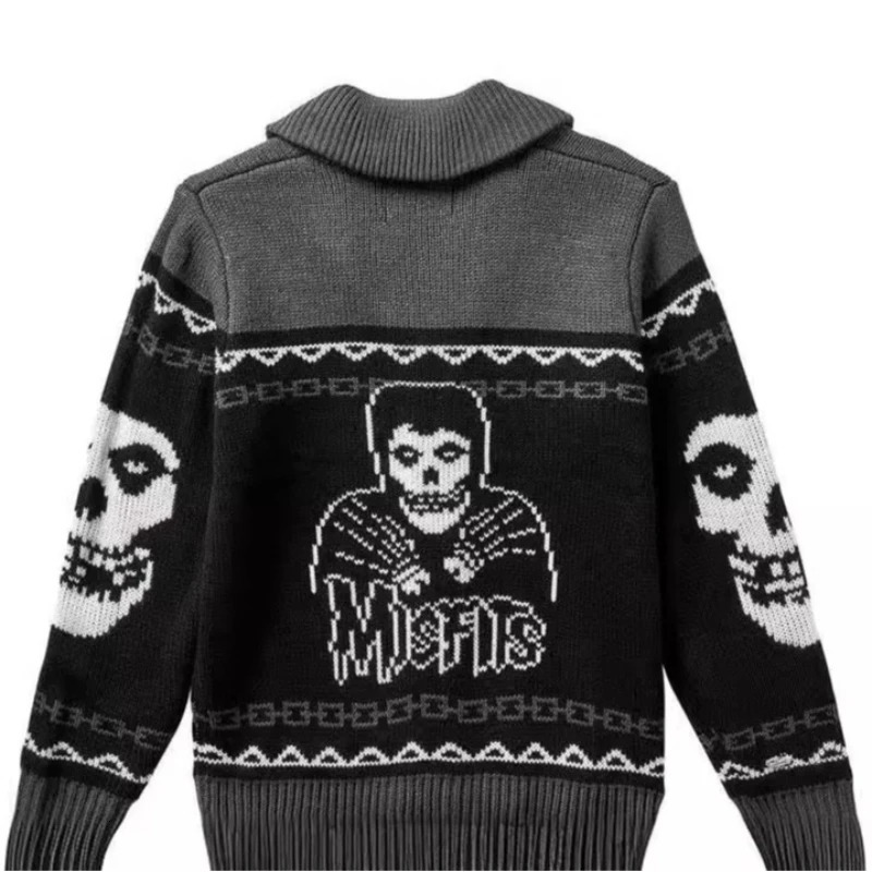 2024 European and American AutumnWinter Top Fashion Trendy Personalized Street Style Knitted Cardigan Sweater 241007