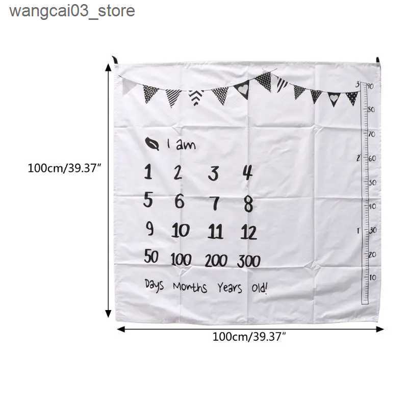 Blankets Swaddling 100x100cm Baby Milestone Blankets Muslin Newborn Photography Background Props Infant Swaddle Wrap Bed Quilt Kids Bath Towel L240910