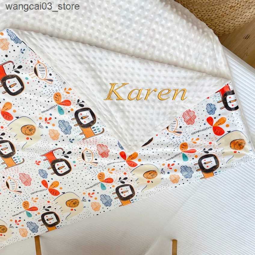 Blankets Swaddling Name Personalised Bubbled Fleece Baby Blanket DIY Custom Toddler Crib Bed Stroller Swaddle For Newborn Birthday Gift Kid Present L2