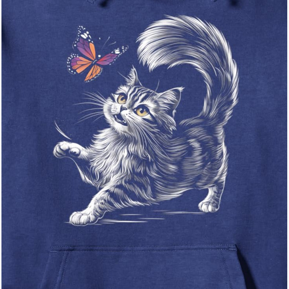 Hoodie for Mens Womens Cat Lover Butterfly Cute Kitten Pet Owner Feline Gifts Pullover Hoodie Graphic Hoodies sweatshirt Pullover Long Sleeve