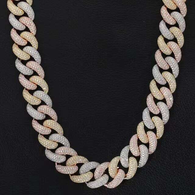 necklace 15mm bubble three color cuban chain set with personalized fashion brand men's hip hop jewelry