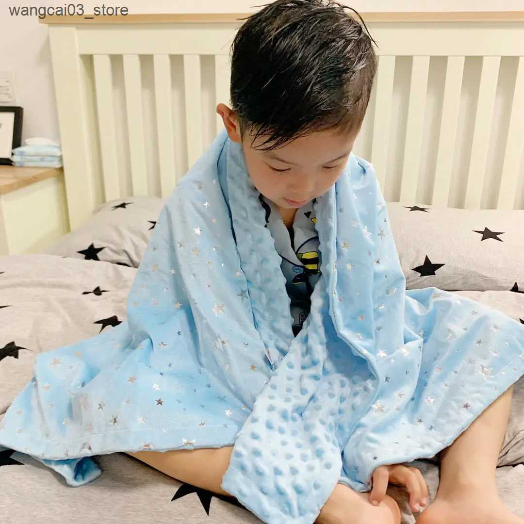 Blankets Swaddling 75*120CM Baby Toddler Minky Blankets Moon Star Fleece Quilt Soft Children Blanket Swaddle Cover Quilts Bedding L240910