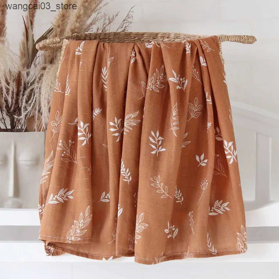 Blankets Swaddling Baby Blankets Newborn Bamboo Muslin Blanket 2 Layers Swaddle Blanket Organic Cotton New Born Receiving Blanket L240910