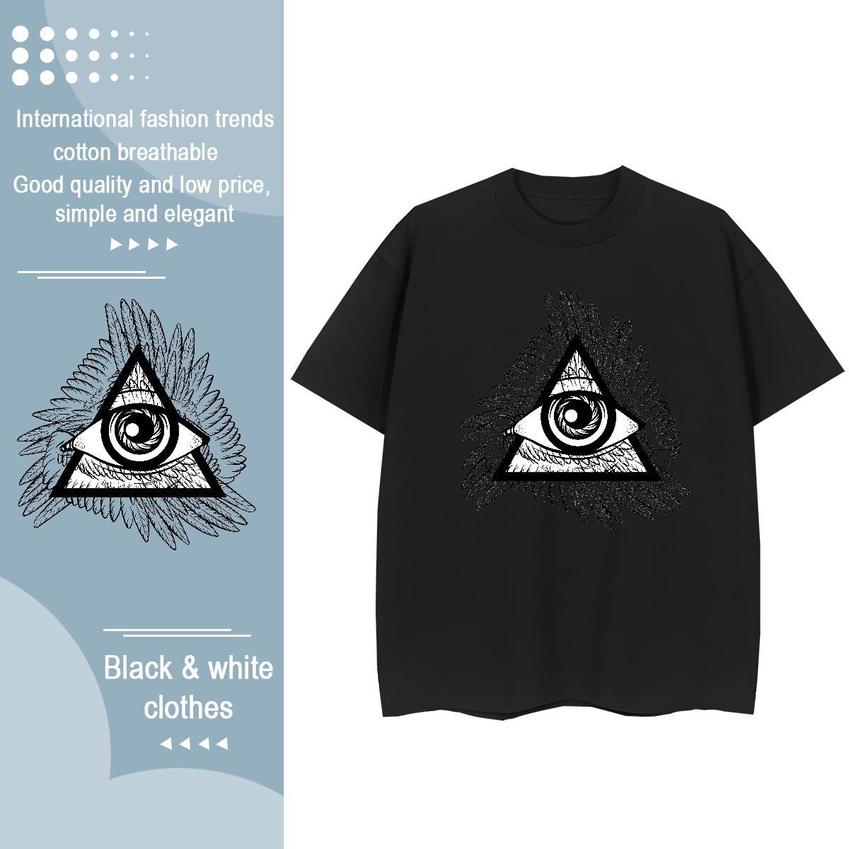 Fashion T-Shirts for Women 230g 100% Cotton Comfortable Hip Hop Street eye of the devil Woman Tshirt Loose Cartoon Anime Tops Tees