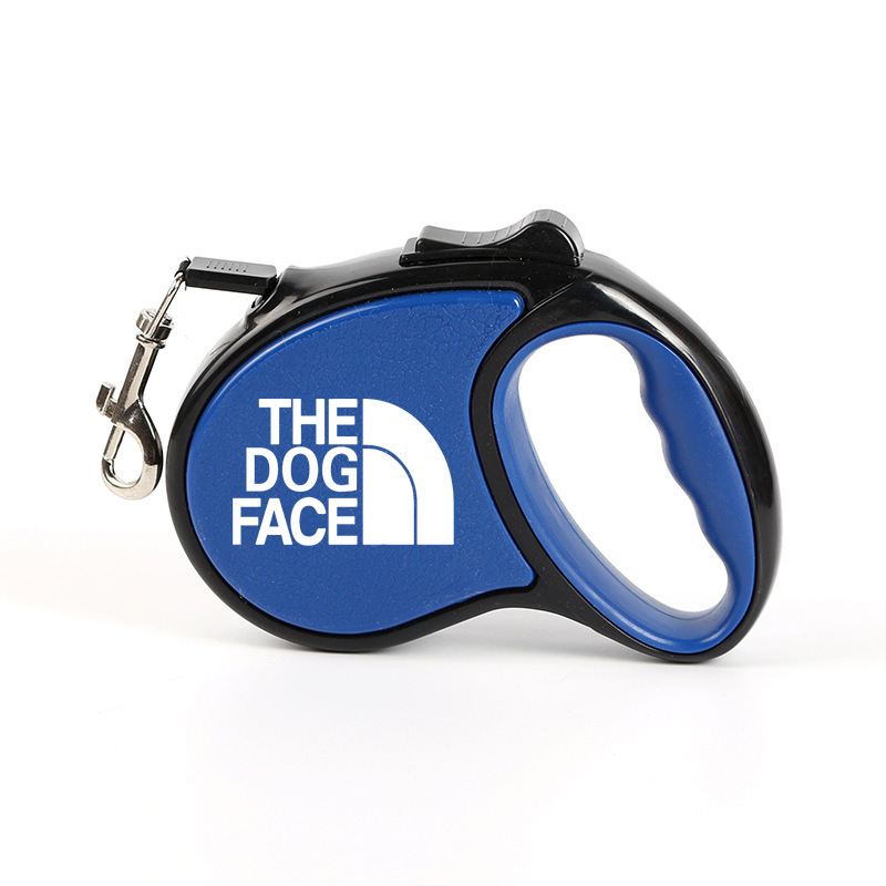 THE DOG FACE Classic Tape Retractable Dog Leash for Small Dogs up to 33 lbs.16 ft. Tangle Free Pet Walking Leash with One-Handed Brake, Pause, Lock Pi