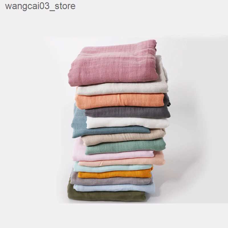 Blankets Swaddling Bamboo Blanket 120*120Cm Muslin Cotton Baby Blanket 2 Layers Gauze Newborn Swaddle Wrap Kids Bath Towel Outing Stroller Cover L2409