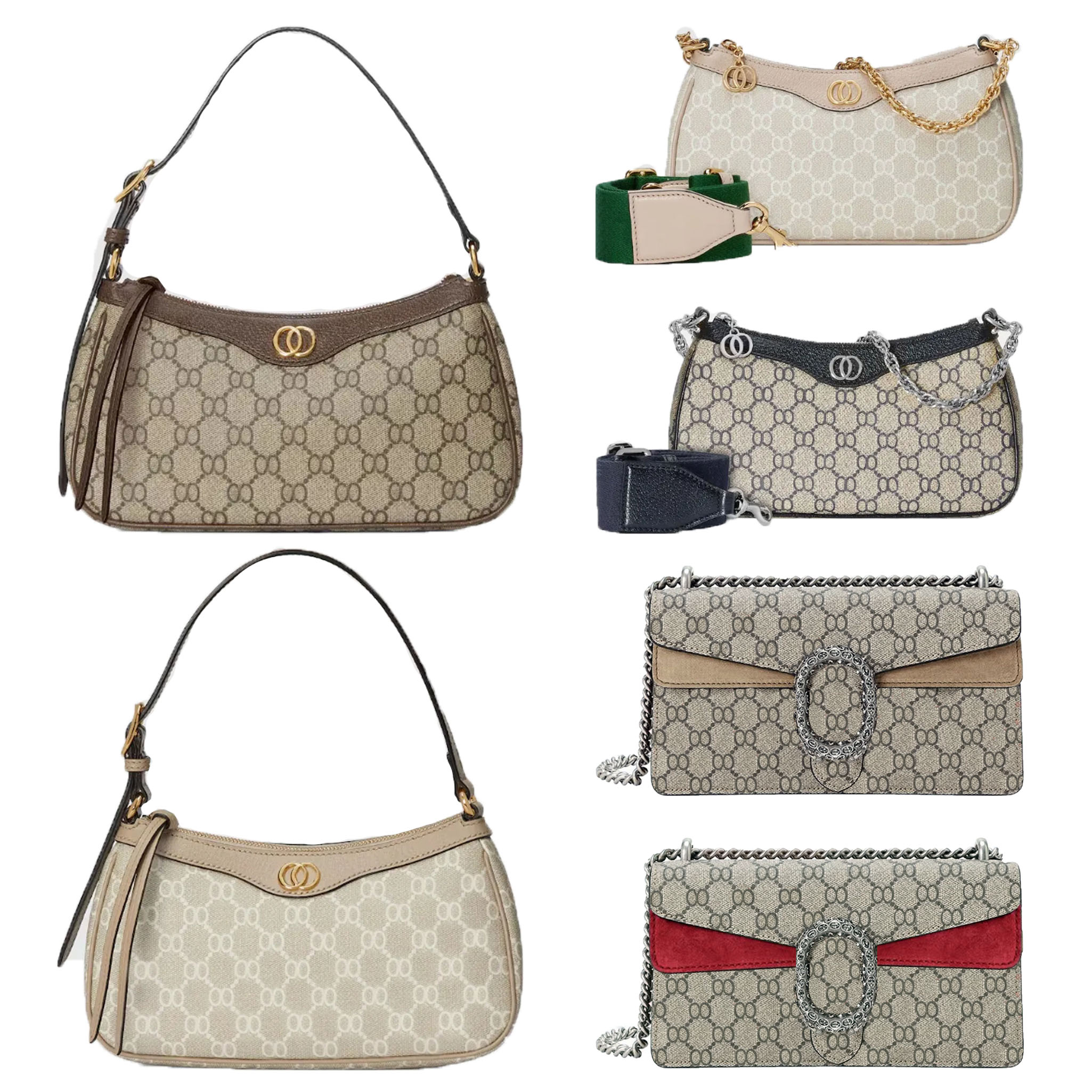 Designer Shoulder The Ophidia Hobo Underarm Bag Crescent Moon Letters Chain composite lady clutch shoulder tote female fashion bag