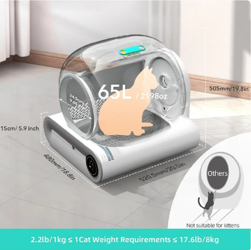 Tonepie Automatic Smart Cat Litter Box Self Cleaning Fully Enclosed App Control Remove Odors Sandbox 65L Litter Tray