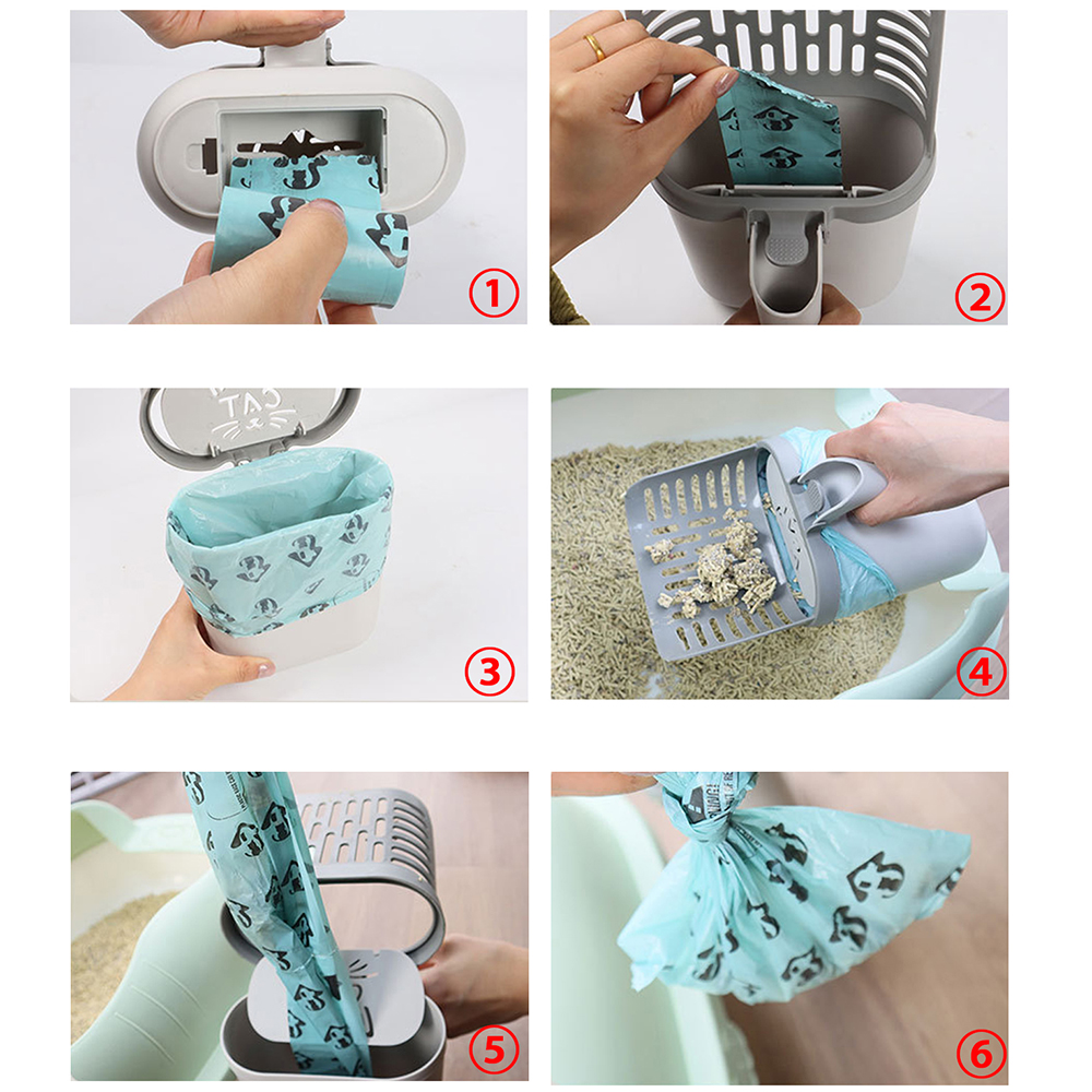 New Cat Litter Shovel Scoop with Refill Bag For Pet Filter Clean Toilet Garbage Picker Cat Supplies Cat Litter Box Self Cleaning