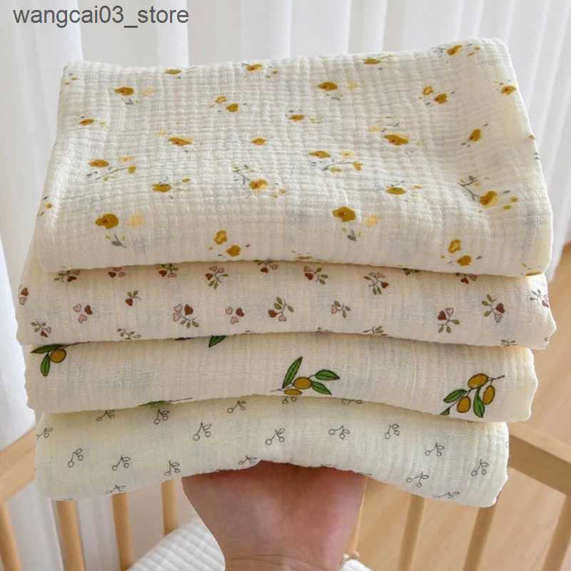 Blankets Swaddling Floral Print Cotton Baby Blanket Soft Double Layers Cotton Gauze Boy Girl Swaddle Blanket Wrap Newborn Bath Towel Stroller Cover L2