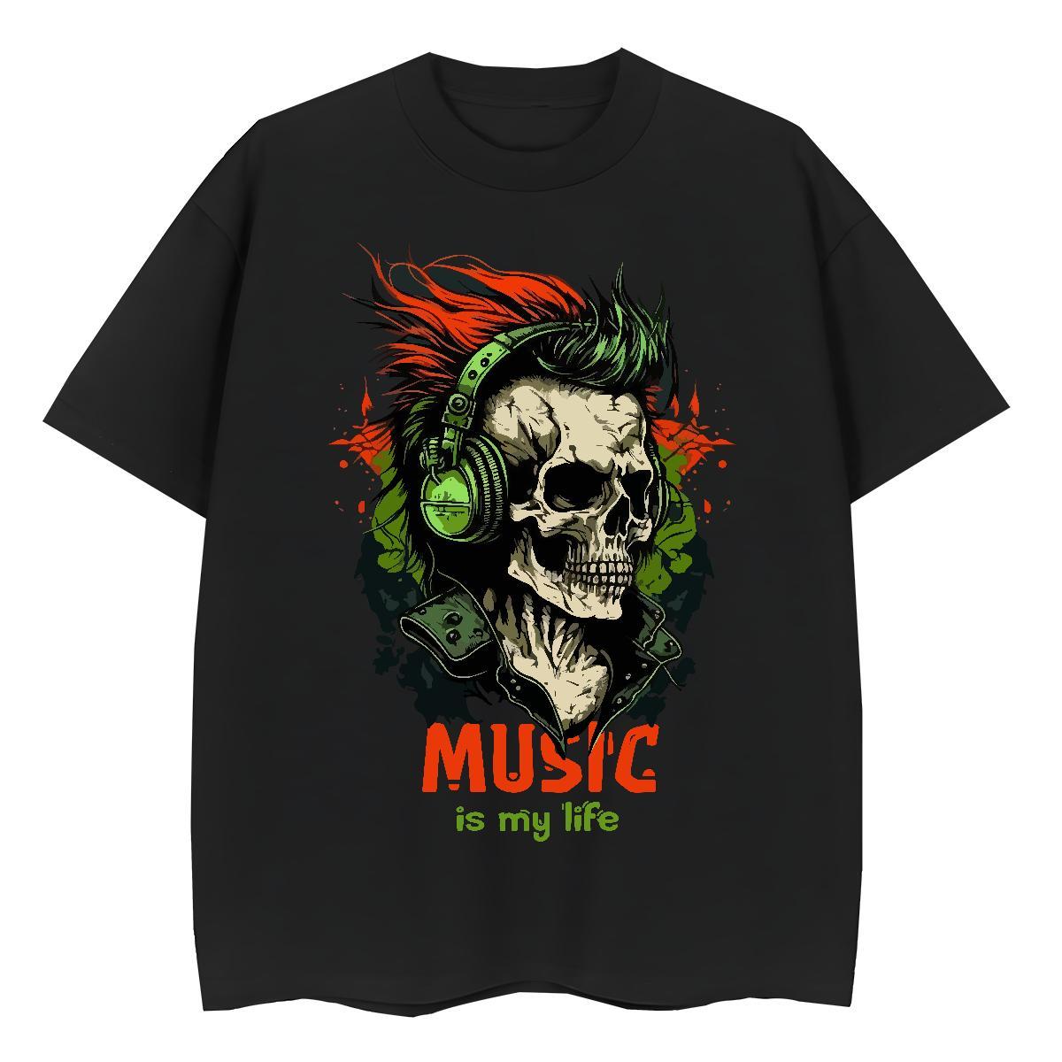 2024 Women T Shirts 230g Cotton Round Neck Short Sleeve High Street Hip Hop skull Women Tshirts Nice Cartoon Print Polos