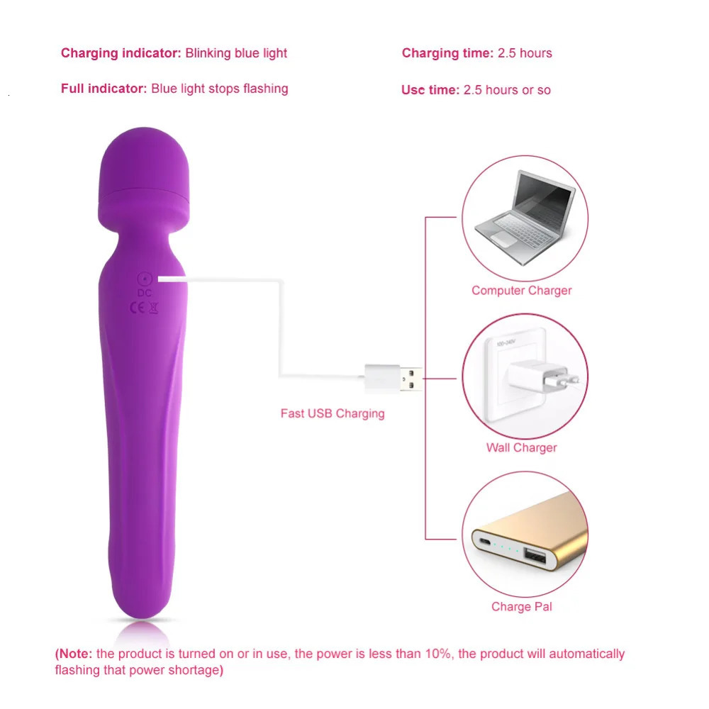 Heating Strong Wand vibrator Oral USB Charging Clit Female masseur Adult sex toy 241009