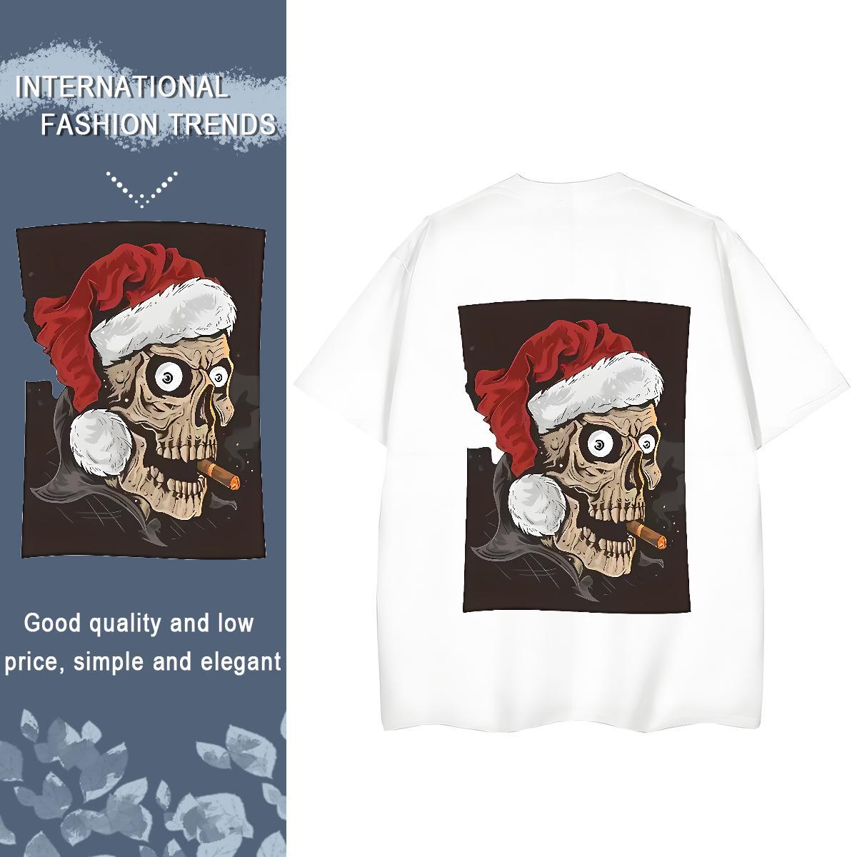 2024 Casual Woman T Shirts 100% Cotton 230g Breathable High Street Hip Hop skull Women Tshirts Brand Cartoon Print Tops Tees