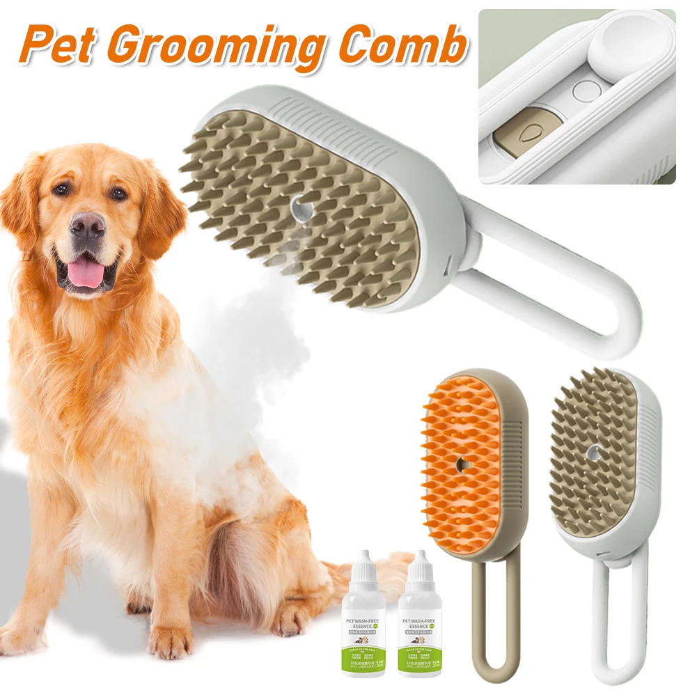 Cat Dog Grooming Comb Electric Spray Water Spray Kitten Pet Comb Soft Silicone Depilation Cats Bath Brush Grooming Supplies