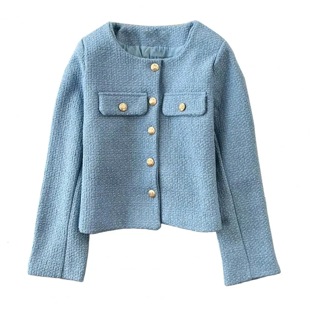 Womens jackets autumn jackets winter jackets tweed round neck long sleeved jackets 240930