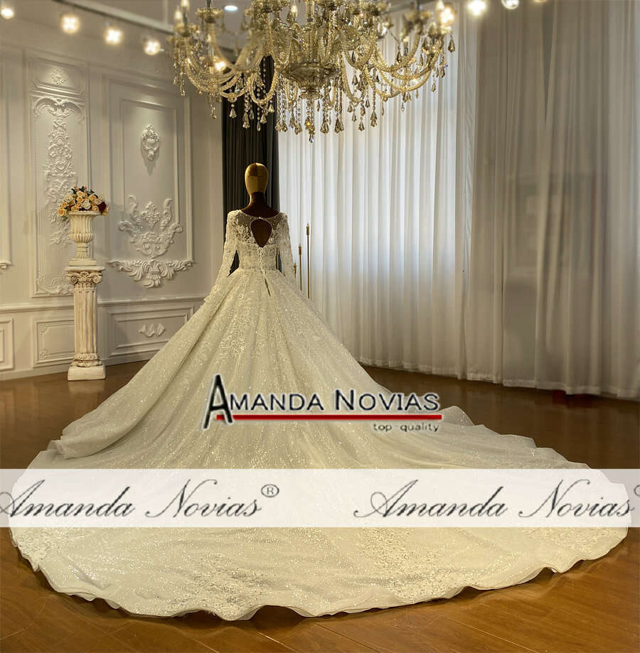 Full Sleeve Lace Appliqued Wedding Dress