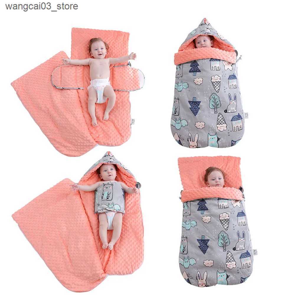 Blankets Swaddling Thick Baby Swaddle Wrap Knit Envelope Newborn Sleeping Bag Baby Warm Swaddling Blanket Infant Stroller Sleep Sack L240910