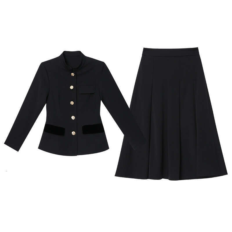 Autumn Womens 2024 New High End Sleeve Waist Jacket Long Skirt with Coat Two Piece Set