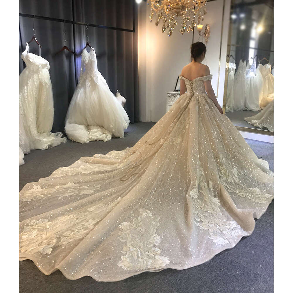 Beading Wedding Off Shoulder Long Train New Bridal Dress Novias