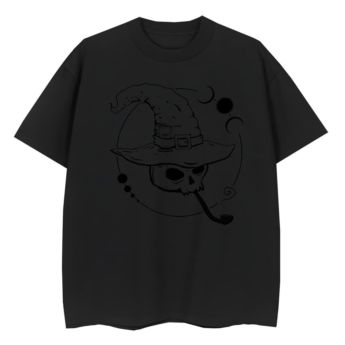 TOP Quality Womens T Shirts 230g Pure Cotton Breathable Short Sleeve Daily Outfit skull Lady T shirt Comfortable Black Oversized Tees