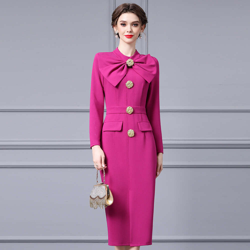 large bow design with a dignified and atmospheric feel suitable for formal occasions slim fit hip hugging skirt dress 2024 autumn new item