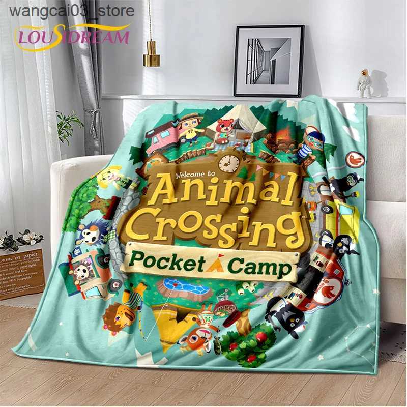 Blankets Swaddling Cartoon Animal Crossing New Horizons BlanketSoft Throw Blanket for Home Bedroom Bed Sofa Picnic Travel Office Cover Blanket Kid L24