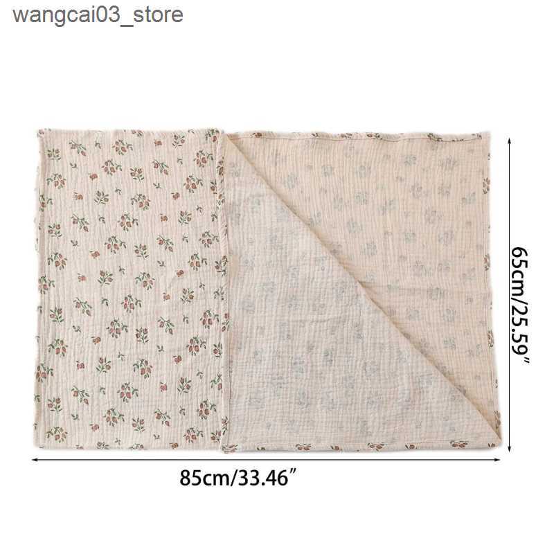Blankets Swaddling Cotton Swaddle Blanket Baby Blanket Solid Color Floral Print Muslin Diaper Swaddle New Born Crinkle Fabric Born Stroller Cover L240