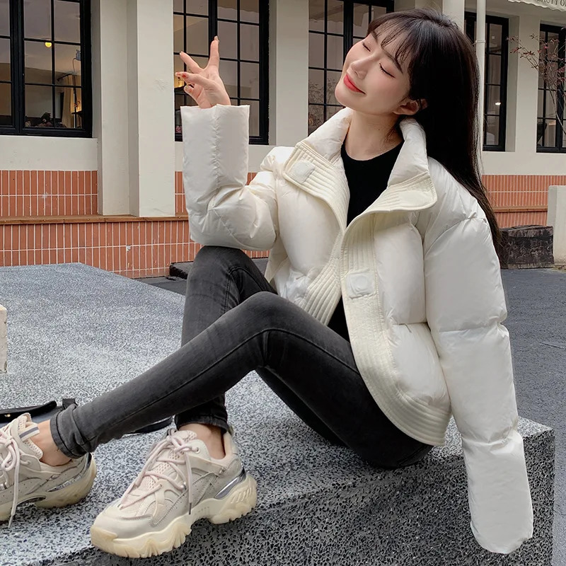 2023 Winter Down Cotton Jacket Women Parka Puffer Long Sleeve High Waist Coat Y2k Thickened Warm women clothes 240930