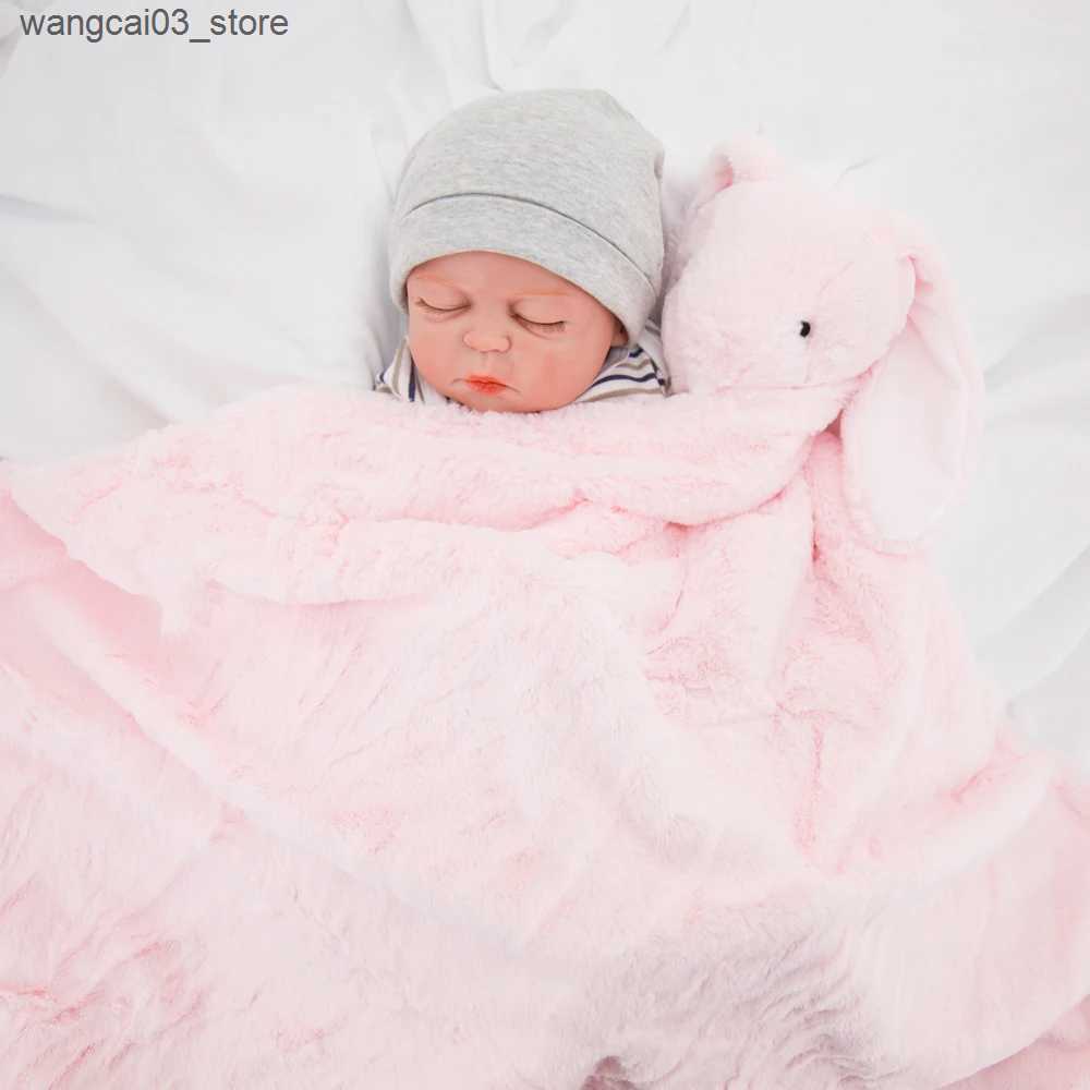 Blankets Swaddling Baby Blanket New Thicken Double Layer Plush Infant Swaddle Wrap Pink Rabbit Toy Newborn Baby Bedding Children Blanket Bebe Duvet L2