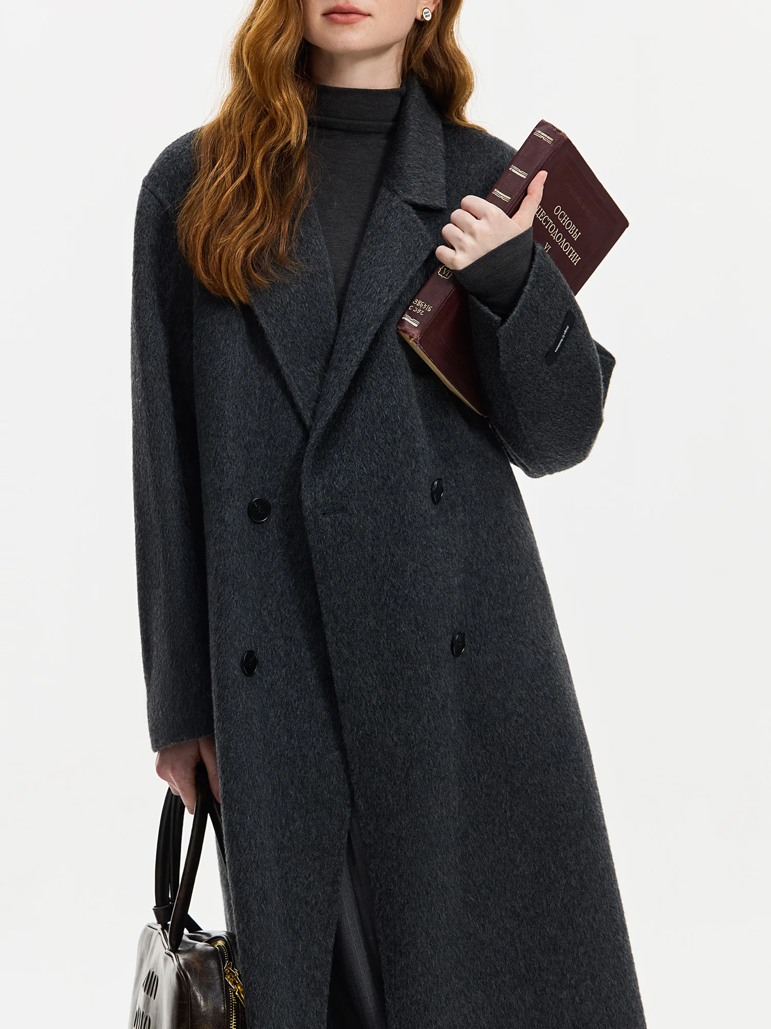 FSLE Womens Doublefaced Woolen Coat 2024 Winter Vintage Style Alpaca Wool Versatile Casual Thick For Women 24FS14216 240930