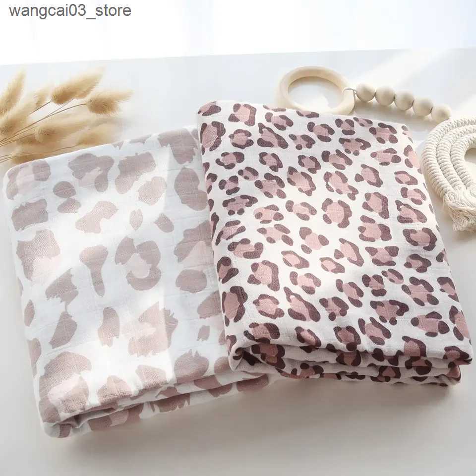 Blankets Swaddling Leopard Bamboo Cotton Muslin Swaddle Newborn Blanket Set Baby Blanket Infant Receiving Bedding Stroller Cover L240910