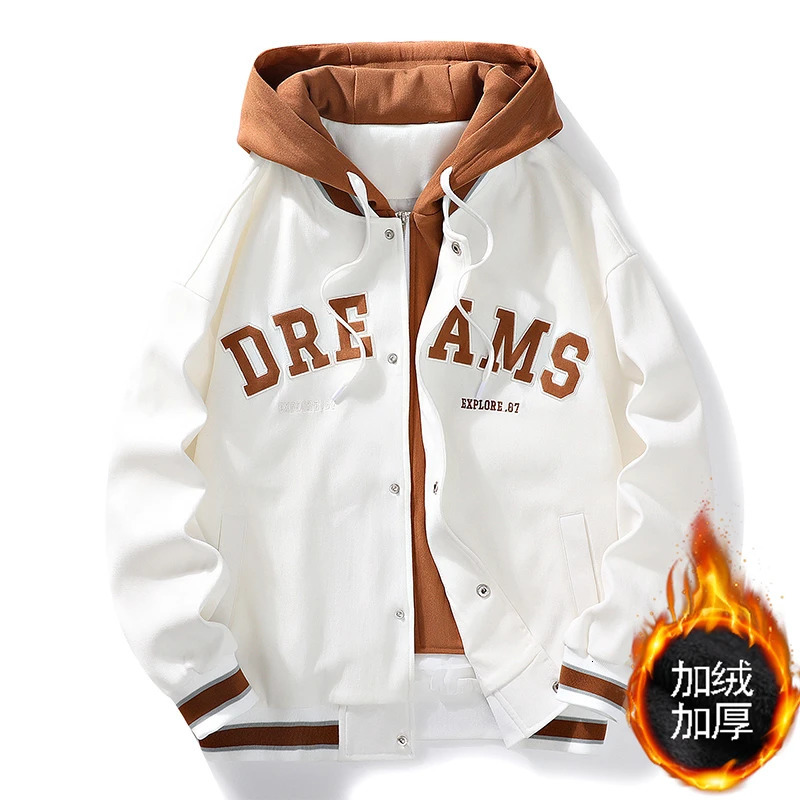 Arrived Winter Thicken Fleece Men Parka Warm Bomber Jacket Streetwear Fashion Letter Embroidery Thermal Baseball Coat 241010