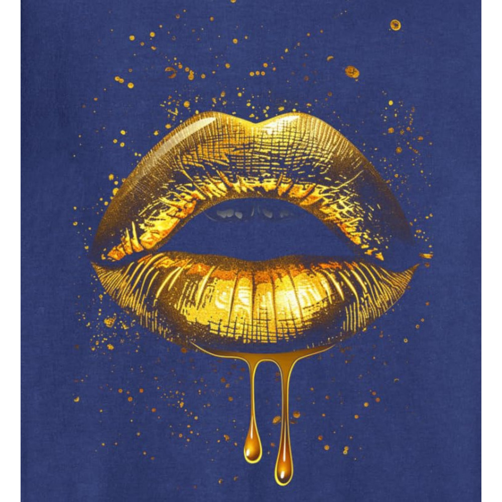 Long Sleeve Shirts for Men sweatshirt Golden Lips Dripping Effect Unique Design Art Sweatshirt Tee Streetwear Casual tops clothes