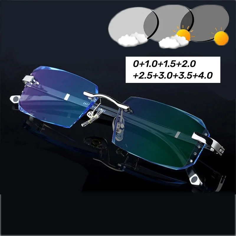 outdoor pochromic reading glasses for men and women UV protective far sighted glasses diamond cut borderless Presbyterian Church 01.04.0 241011