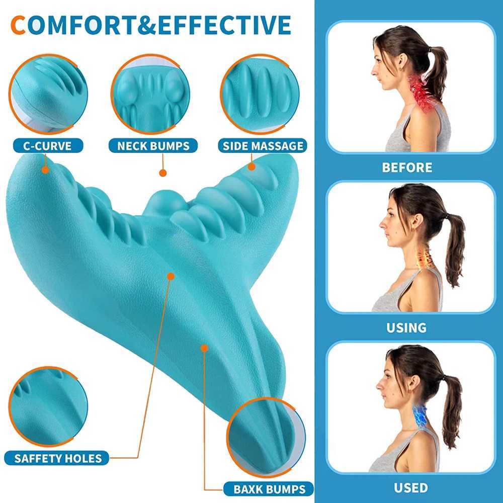 New Cervical Traction Device Neck and Shoulder Stretching Relaxer Orthodontic Finger Pressure Pillow Massager Supports Neck Stretching Pain Relief W24
