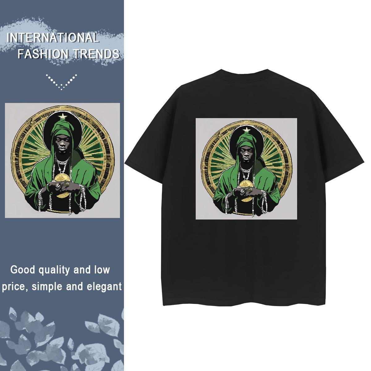 2024 Casual T-Shirts 230g Cotton Breathable Short Sleeve Outdoor money Lady T shirt Loose Plus Size Cartoon Clothings