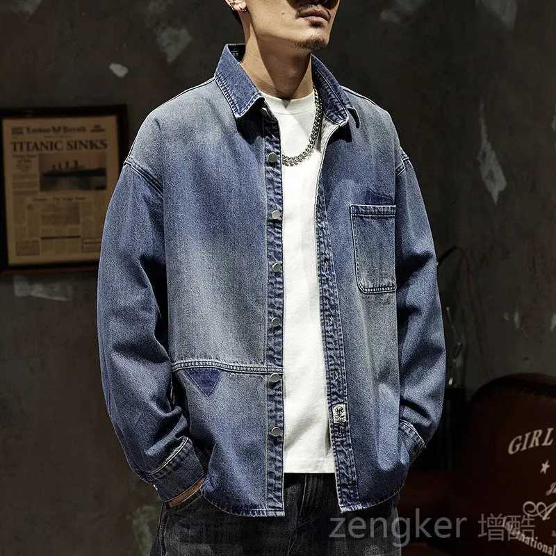 Spring and autumn denim jacket mens plus size loose top plus size mens jacket tide 7XL 6XL 5XL denim jacket W241011