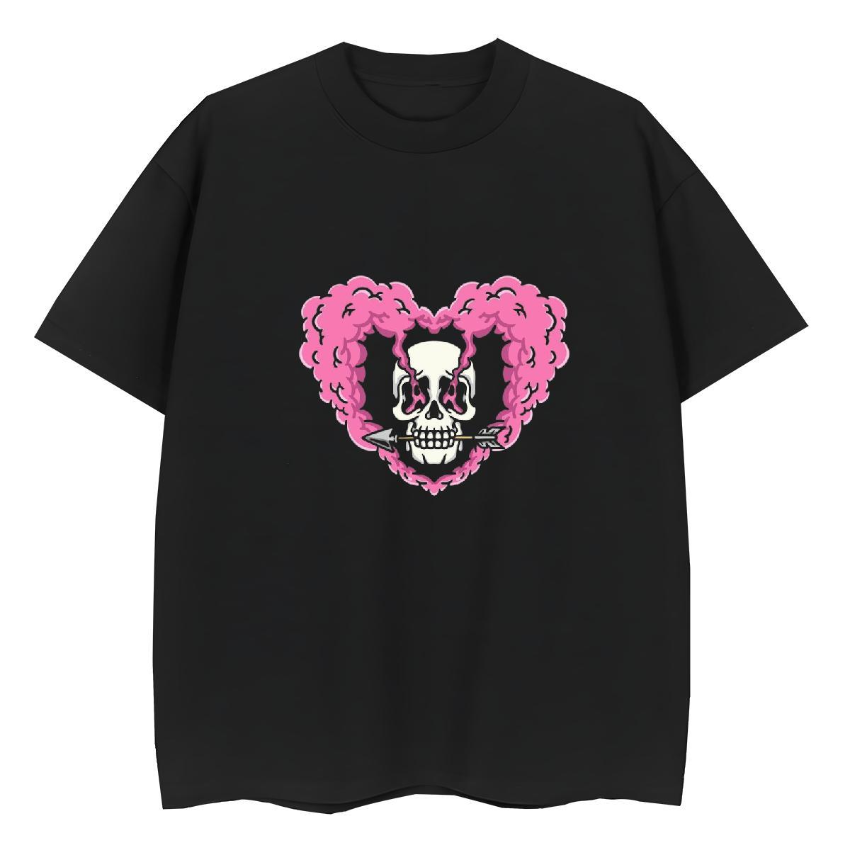Fashion New T-Shirts 230g Cotton Breathable Summer Casual skull Lady T shirt Loose fit Custom Printing Tees Shirts