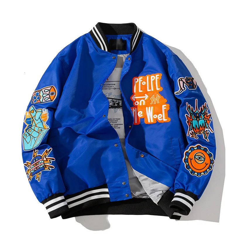 Hip Hop Patchwork Baseball Jackets Men Letter Daisy Flowers Patch Leather Bomber Women Spring Oversized Streetwear Coats 241011