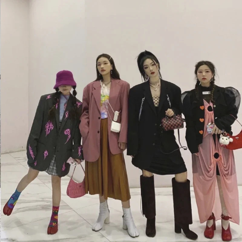 2024 Vintage Spring Fashion Slipt Toe Women Pumps Chunky Round Strap Buckle High Heels Red Leather Shoes Women 241010