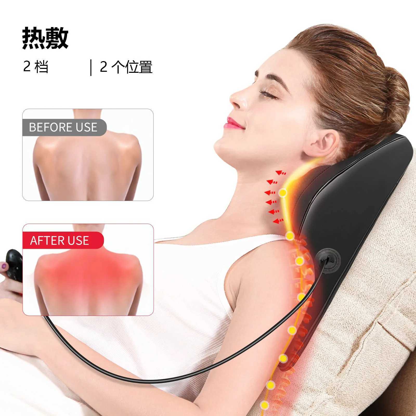 Heating back massager 3D kneading massage pillow multifunctional pad for neck waist back and waist massager W240819