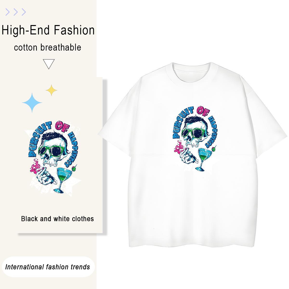 New Arrival T-Shirts for Women 230g 100% Cotton Short Sleeve O-Neck Casual skull Women Tees Nice Graphic Tops Shirt