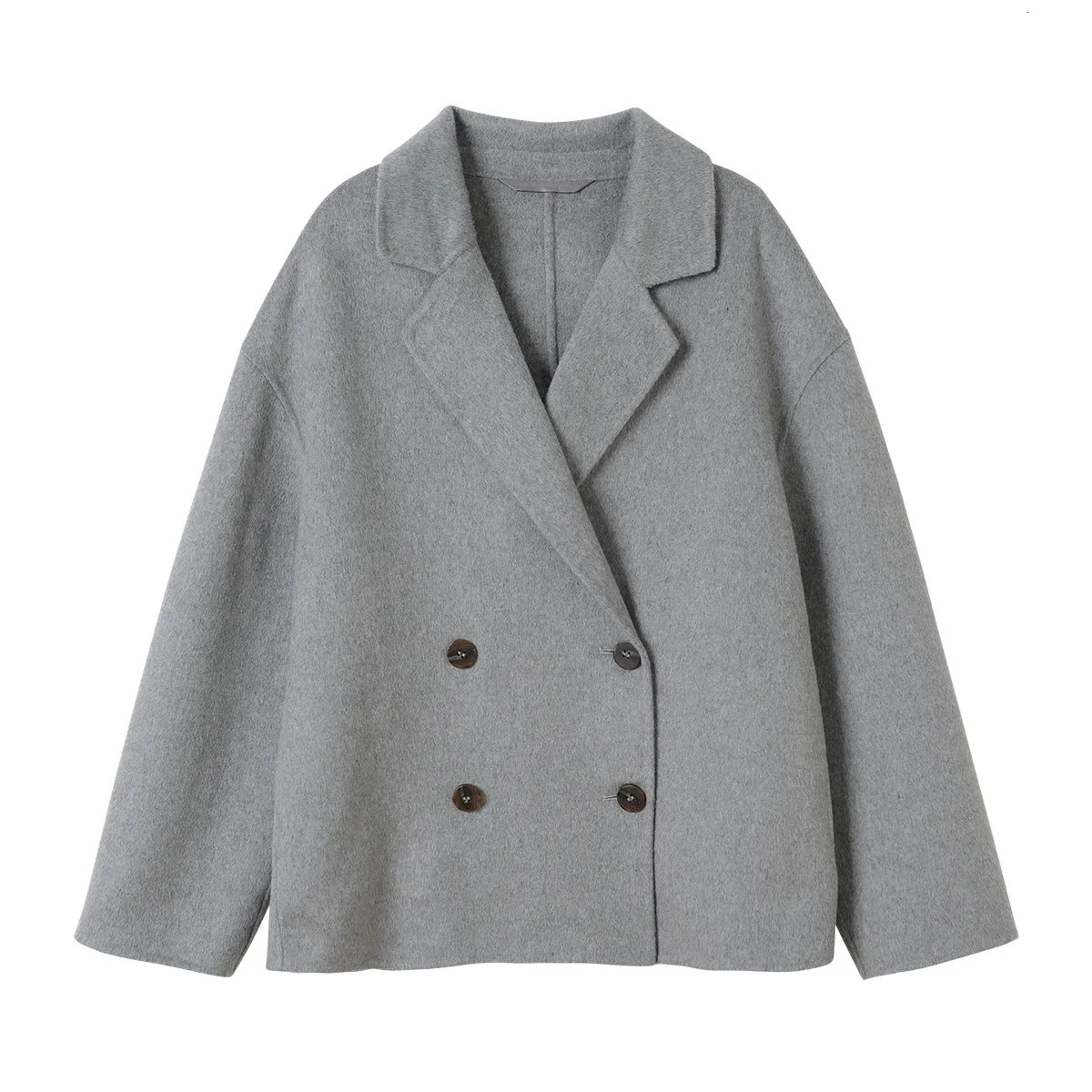2023 Autumn Doublebreasted Wool Blend Short Women Coat 241008