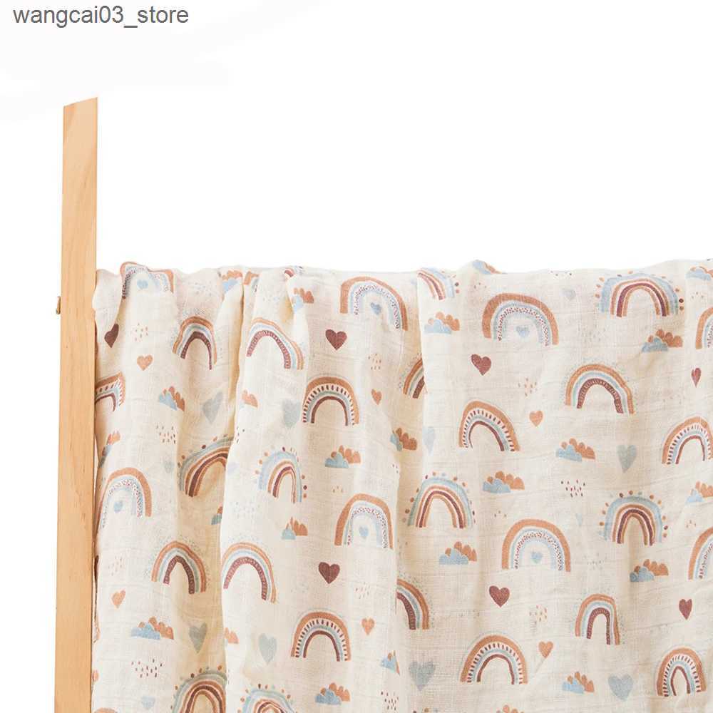 Blankets Swaddling Kangobaby #My Soft Life# New Design Bamboo Cotton Muslin Swaddle Baby Blanket Nursing Cover Super Comfortable Newborn Wrap L240910